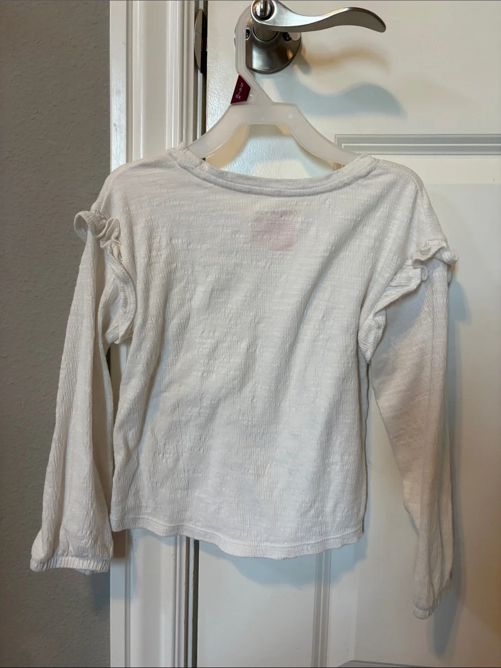 Cat & Jack White Ruffle-Shoulder Long Sleeve Tee